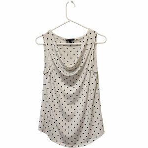 Banana Republic women’s  sleeveless cowlneck White Black polka dot top Small